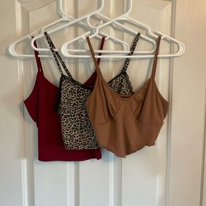 3 pack Shein tops. Red, brown and cheetah.